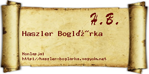 Haszler Boglárka névjegykártya